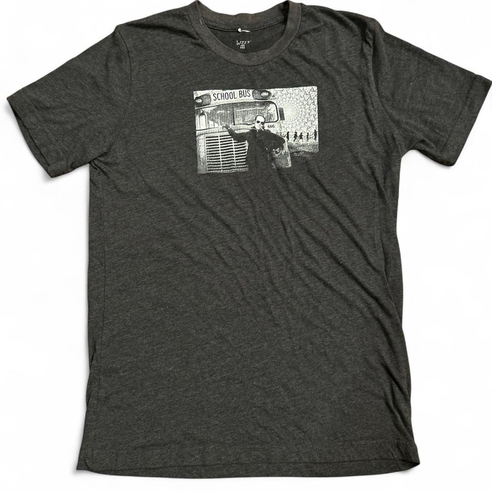 Hunter S. Thompson WHY Graphic T-Shirt School Bus 666 LSD Back Print Medium